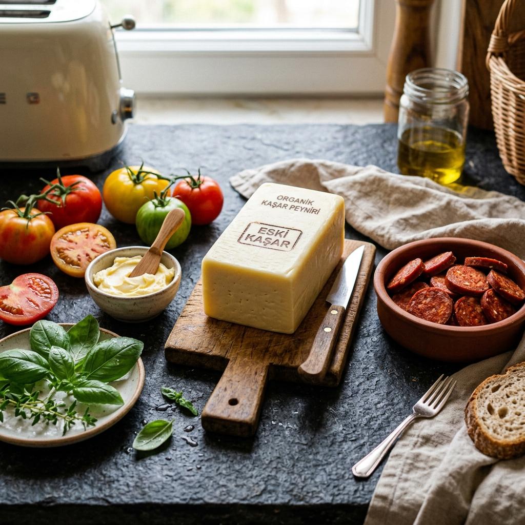 Tost malzemeleri taze domates kaşar peyniri tereyağı sucuk